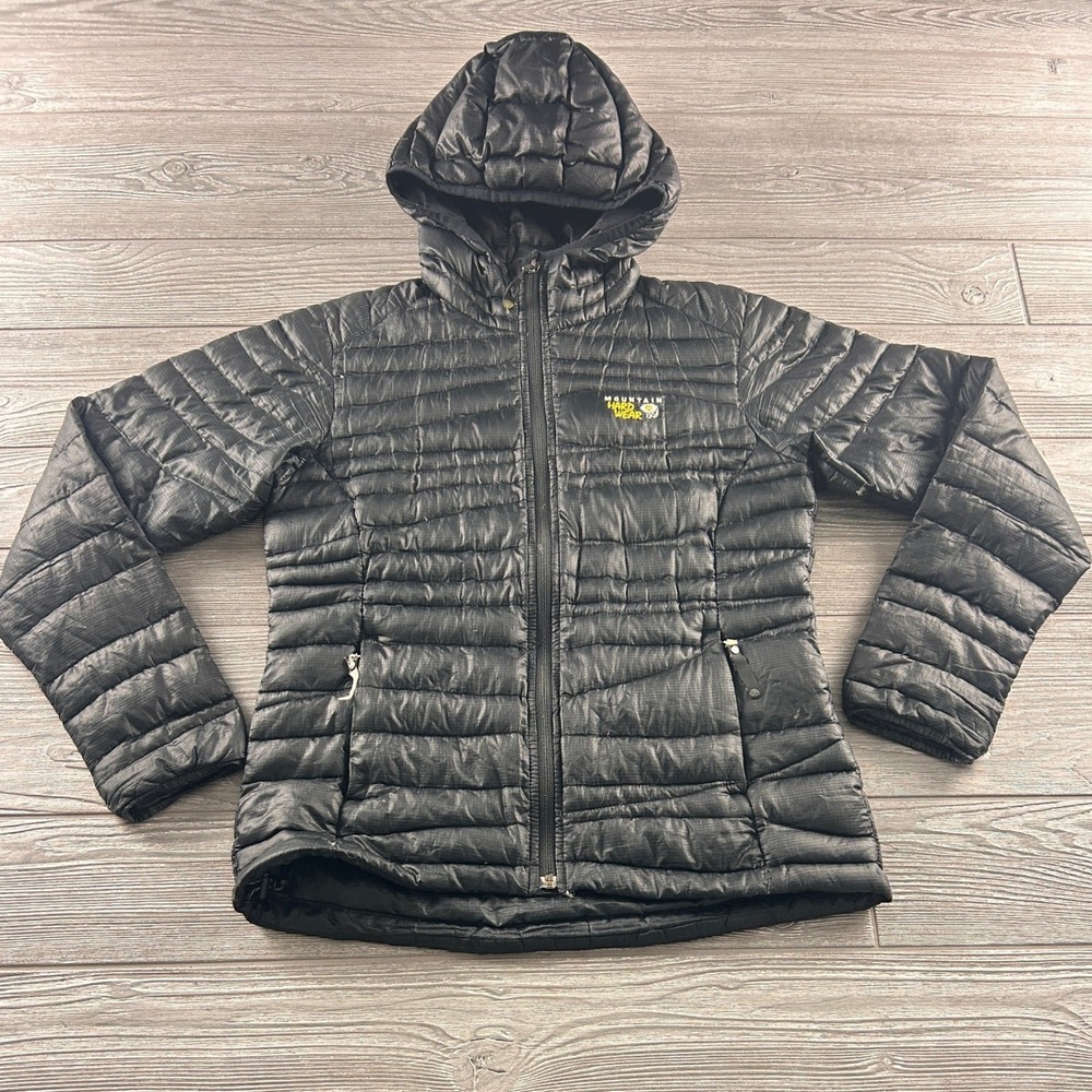 Mountain Hardwear Ghost Whisperer Hooded Down Jacket Womens Small Black Puffer